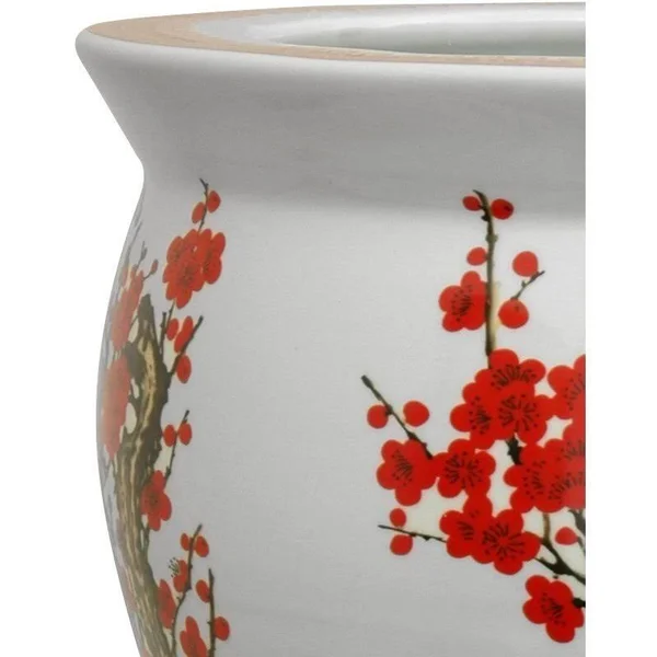 Oriental Furniture 16 in. Cherry Blossom Porcelain Fishbowl