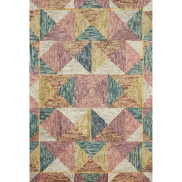 Alexander Home Kaleidoscope Geometric Hand-Hooked Wool Rug - 2&6x22 x 9&9x22 - Lagoon, Spice