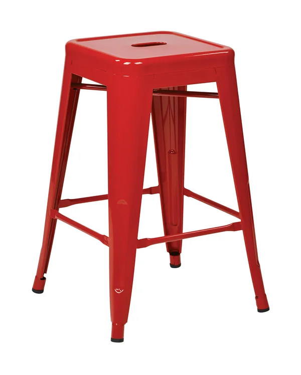 24x22 Steel Backless Barstool (2-Pack) (Red)