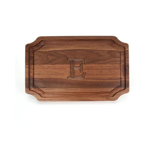 Bigwood Boards W320-E Carving Board, Carving Board with Juice Well, Large Personalized Cutting Board with Juice Groove, Walnut S