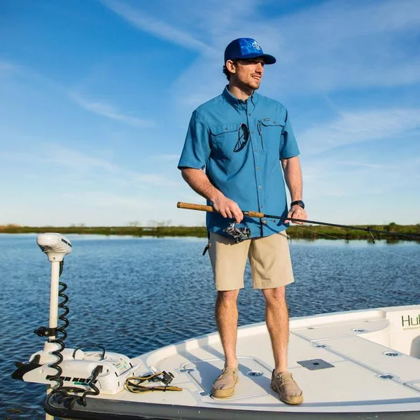 Sportsman Spooler Short Sleeve Fishing Shirt Aqua, Medium