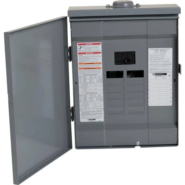 Square D HOM1224M100PRB Homeline Outdoor Main Breaker Load Center, 100 Amp, 12-Space 24-Circuit