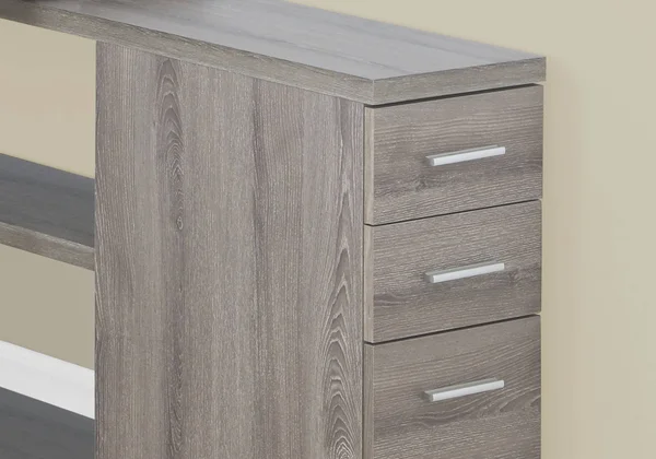 47.25x22 x 47.25x22 x 29.5x22 Grey Silver Particle Board Hollow Core Metal Computer Desk with A Hollow Core