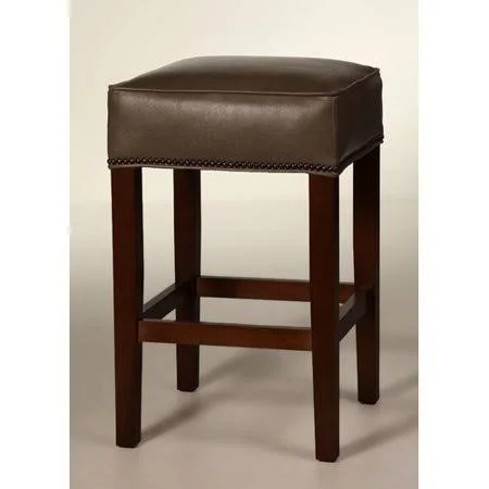 SloaneWhitney Sterling 26x22 Bar Stool - Upholstery: Cyprus - Base Finish: Dark Walnut, Nailhead Finish: Bronze Black
