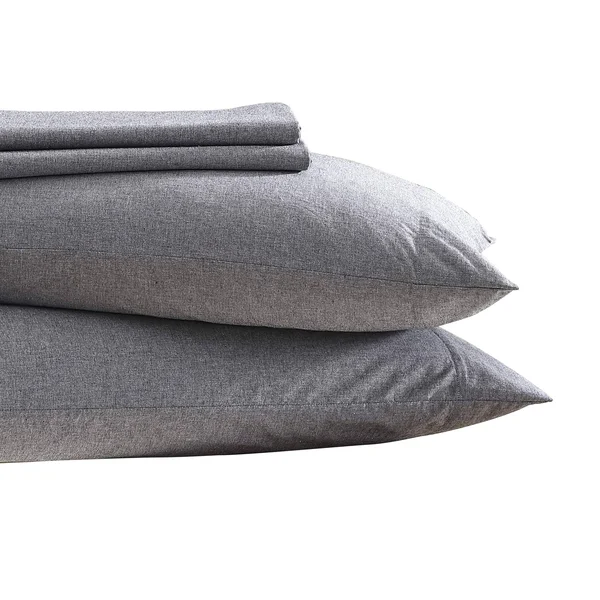 Reborn Recycled Fiber Heather Percale Sheet Set - Queen - Grey