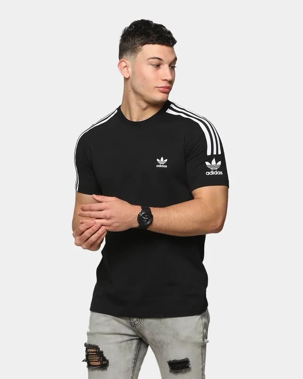 Adidas Black/White 3 Stripes Fitted Rugby Jersey S