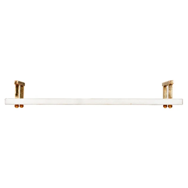 Worlds Away White Marble Lincoln Tray - Brass