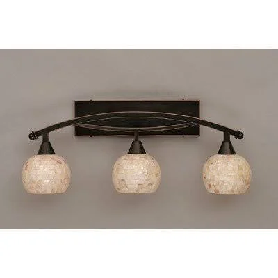 Toltec Lighting-173-BRZ-405-Bow - Three Light Bath Bar Bronze Finish with Mystic Seashell Glass