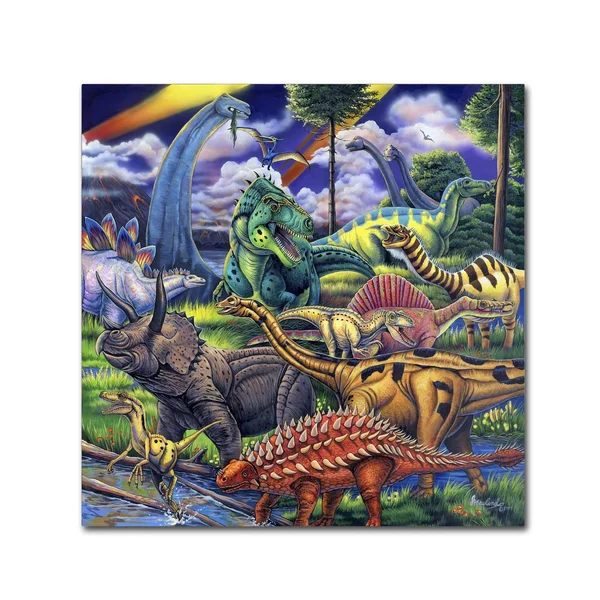 Trademark Fine Art 'Dinosaur Friends' Canvas Art by Jenny Newland, Assorted