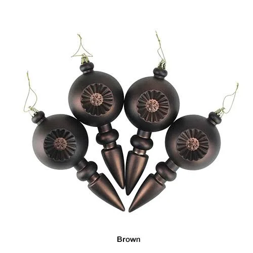 Dak 4ct Matte Burgundy Retro Reflector Shatterproof Christmas Finial Ornaments 7.5x22