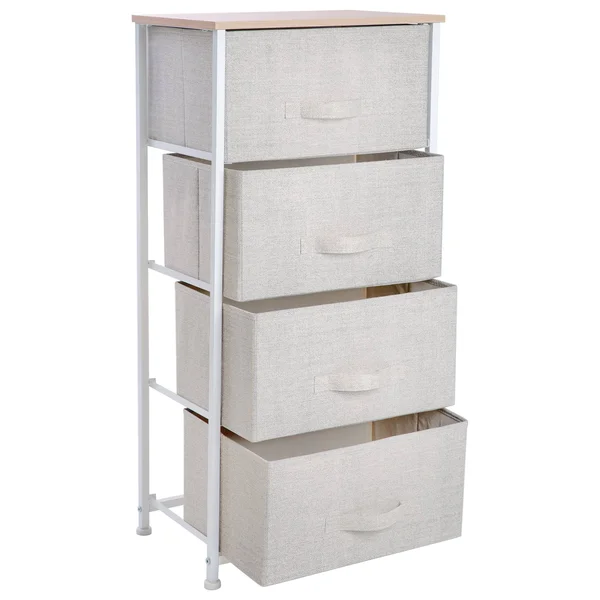 Simplify 27194-FEJ 4 Drawer Storage Chest Beige
