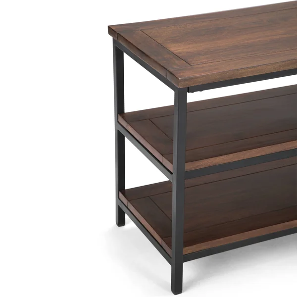Wyndenhall Rhonda Solid Mango Wood 60 inch Wide Modern Industrial TV Media Stand in Dark Cognac Brown for TVs Up to 65 Inches