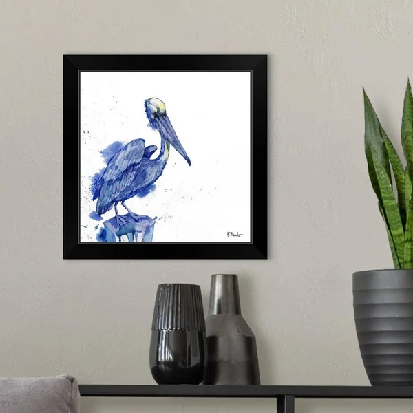 Arianna Pelican - White - Black Framed Wall Art, 16x16, Great Big Canvas