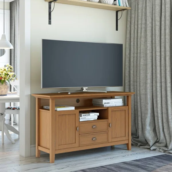Simpli Home Redmond Tall TV Media Stand - Light Golden Brown