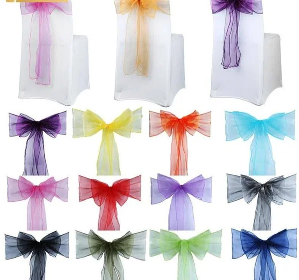 50pcs Organza Chair - Sashes, Knot for Weddings Banquet Decoration