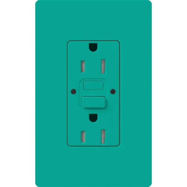 Lutron SCR-20-GFST-TQ Tamper Resistant, Self-Testing GFCI Receptacle, Turquoise, 20A, 125V