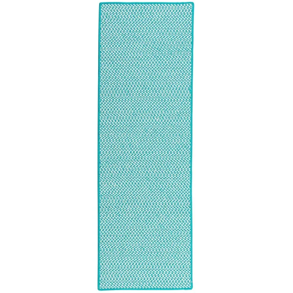 Colonial Mills Houndstooth Tweed Indoor - Outdoor Area Rug Turquoise, Size: 2 x 8 ft.