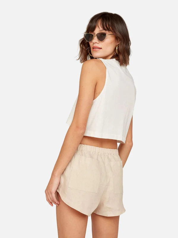 Organic Cotton Vintage Crop Tank Bone - XL