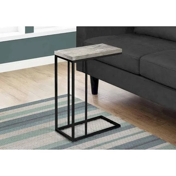 Monarch Specialties Grey Accent Table with Black Metal