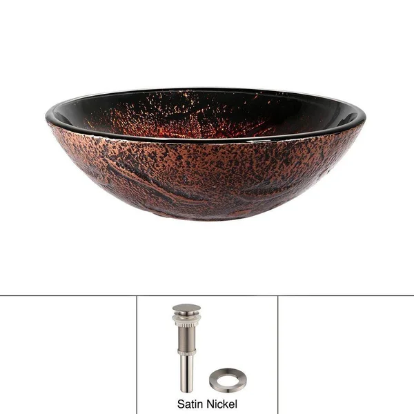 Kraus Gv-710 Lava Glass Vessel Sink - Satin Nickel