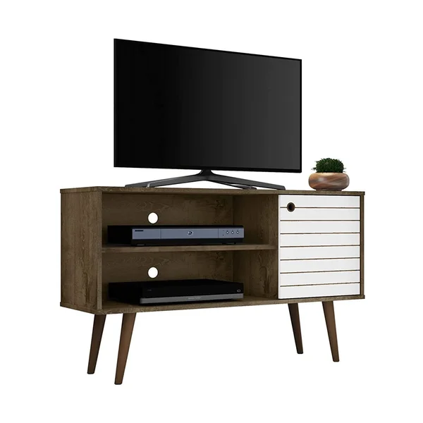 Manhattan Comfort Liberty 42.52x22 TV Stand Rustic Brown and White