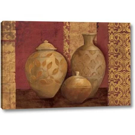 Fleur De Lis Living &Aegean Vessels on Spice& by Avery Tillmon Giclee Art Print on Wrapped Canvas, Size: 11 inch H x 16 inch W x