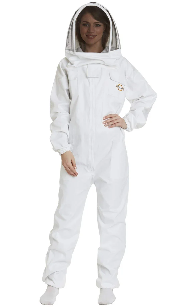 Natural Apiary Apiarist Beekeeping Suit - Polycotton - Non-Flammable Fencing Veil - Backyard Beekeeper White - 3XL