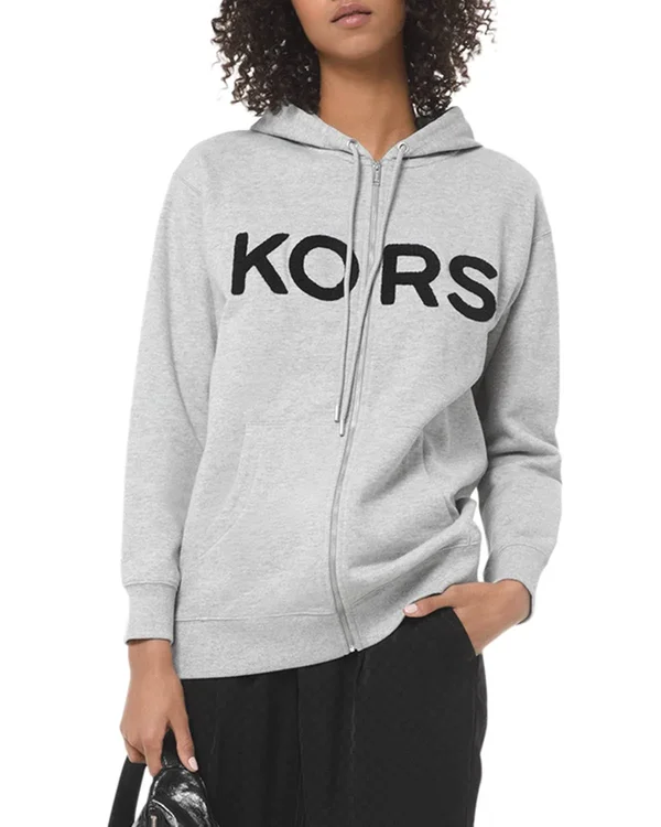 Michael Michael Kors, Kors Cotton Zip-Up Hoodie, Grey, M