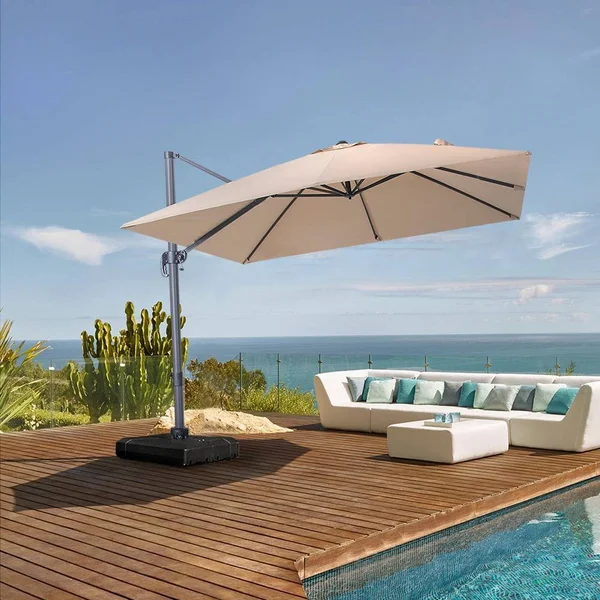 Crestlive Products Outdoor 10 ft Square Offset Cantilever Umbrella - Tan
