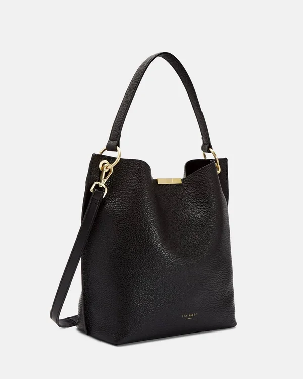 Medium Soft Grain Hobo Leather Bag CANDIEE in Black, Ted Baker Women's
