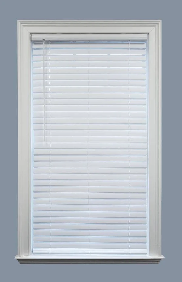 Project Source Premium 2-in Slat Width 59.5-in x 64-in Cordless White Vinyl Room Darkening Plantation Blinds, LWQKWTWT590640