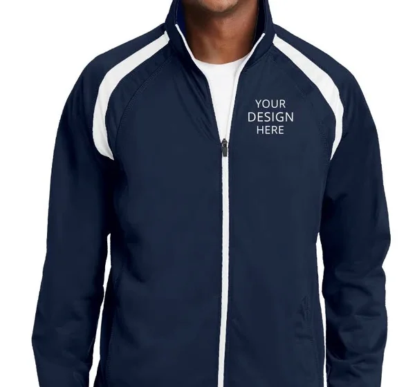 Custom Embroidered Sport - Tek Men's Adult Tricot Track Jacket - Size: Xs, True Navy/White