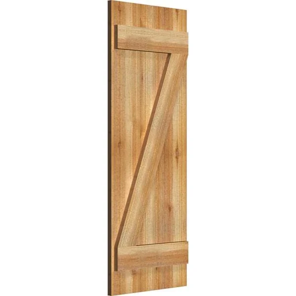 16 1/8x22W x 42x22H TimberCraft Three 5 3/8x22 Boards Joined Board-n-Batten Shutters w/Z-Bar, Rough Sawn Western Red Cedar (Per