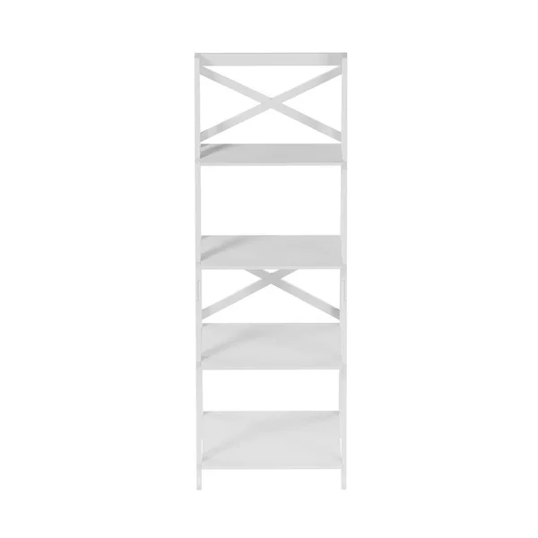Trademark Global 56 in. 4-Tier Ladder Bookcase Freestanding Bookcase with x Back Frame - White