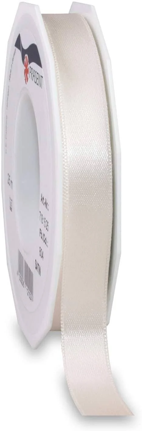C.E. Pattberg Satin Ivory (Cream) Gift Ribbon, 27 Yards for Wrapping Gifts, 0.59 Inches Width, Ribbon for Decorating & Craft, 4.6 x 0.8 x 0.8 inches