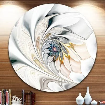 White Stained Glass Art Print on Canvas East Urban Home Format: Metal Circle, Size: 11x22 H x 11x22 W x 1x22 D