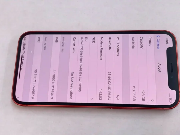 Unlocked Apple I Phone 12 Mini Red 128GB 5G Smart Phone, Atu0026t T-Mobile *NO Wifi*