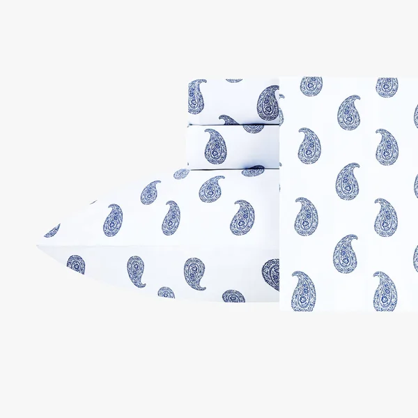 Everyday Soft Sateen Pattern Set Twin, Paisley Blues, 100% Cotton