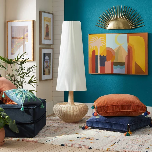 Rattan Floor Lamp (Includes LED Light Bulb) Brown - Opalhouse Designed with Jungalow