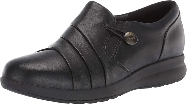 Clarks Un Adorn Loop Black Leather, Women's, Size: 5