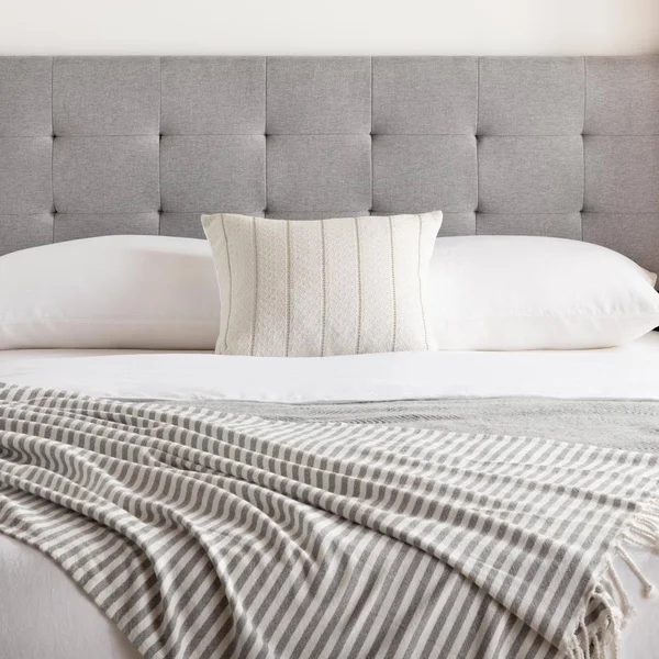 Brookside EmmieSquare Tufted Adjustable Stone Twin/Twin XL Upholstered Headboard, Grey
