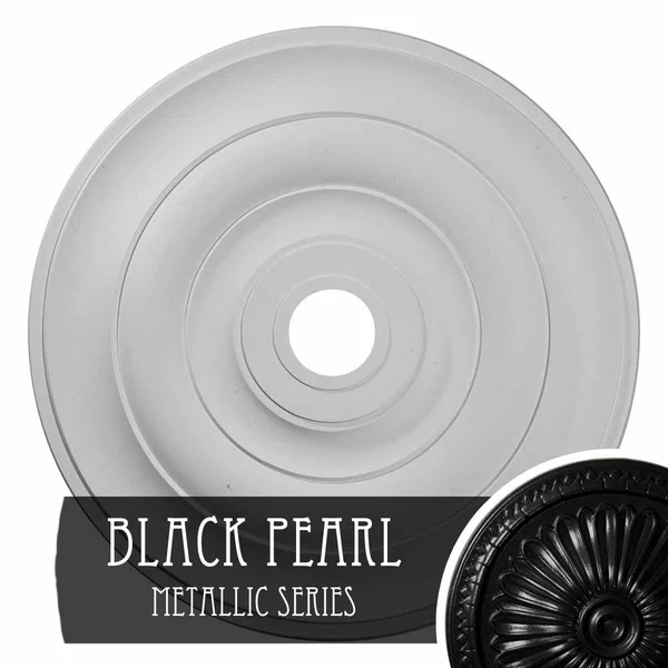 26 1/2 inchod x 3 5/8 inchid x 1 1/2 inchp Jefferson Ceiling Medallion (Fits Canopies Up to 5 inch) - Hand-Painted Black Pearl