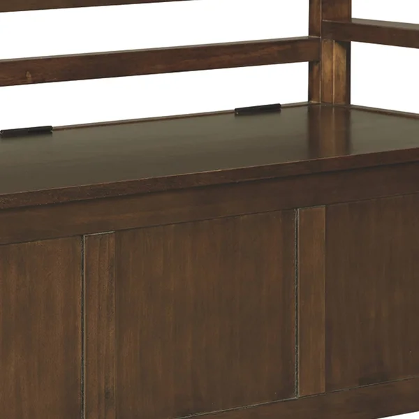 Benzara Transitional Style Wooden Bench with Lift Top SEAT - Brown, 17 x 46 x 26.88 in