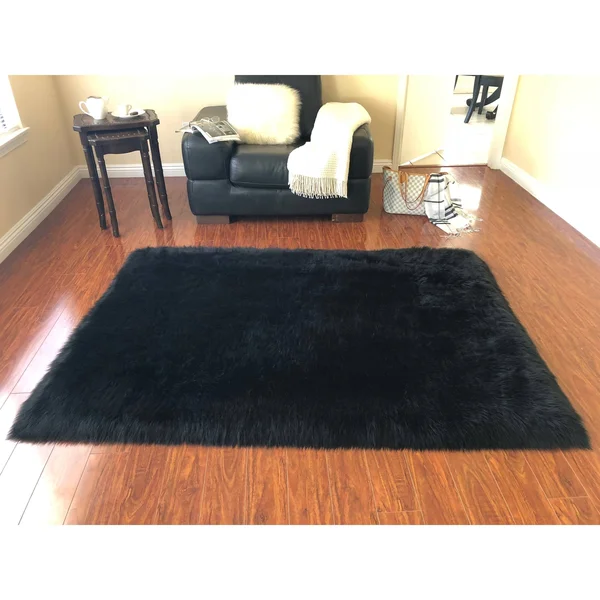Silver Orchid Nansen Luxurious Faux Sheepskin Square Shape Shag Area Rug - 12& x 12& Square - Brown