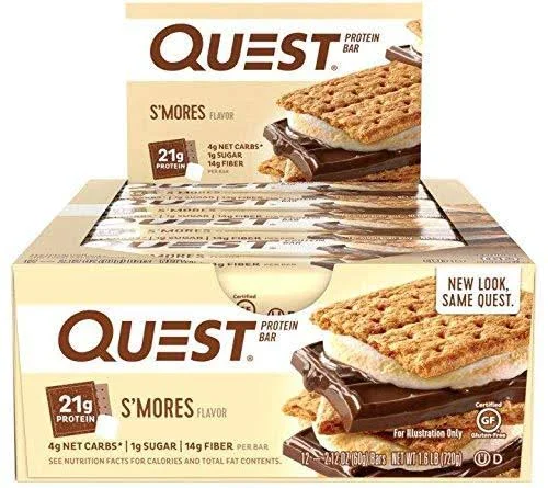Quest Nutrition Protein Bar S&Mores. Low Carb Meal Replacement Bar with 20 Gram Protein. High Fiber - Gluten-Free (24 Count)