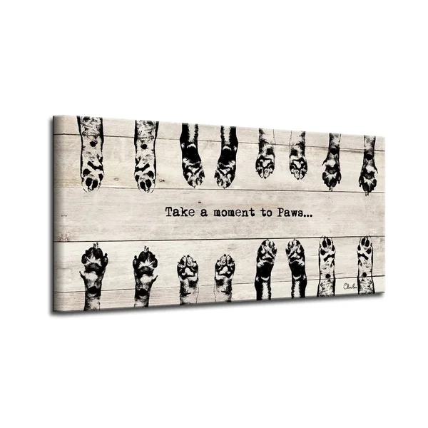 Porch & den &Paws& Wrapped Canvas Wall Art - 36x22 W x 18x22 H