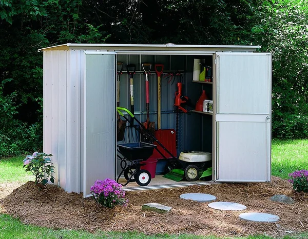 Arrow Pent Roof Garden Shed, Eggshell/Taupe, 8 x 3 ft.