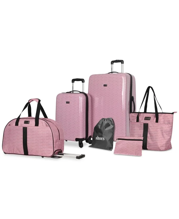 Steve Madden Signature 6-Pc. Luggage Set 6504268 - One Size, Pink