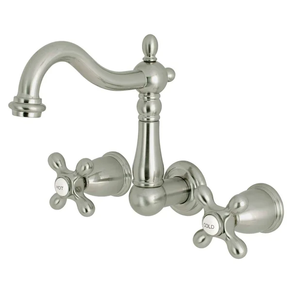 Kingston Brass Ks1258ax 8-Inch Center Wall Mount Bathroom Faucet - Brushed Nickel