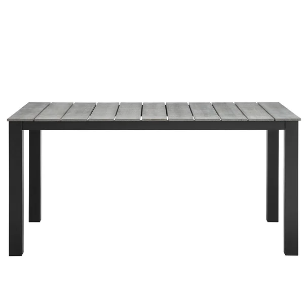 Modway Maine 63x22 Outdoor Patio Dining Table, White/Light Gray